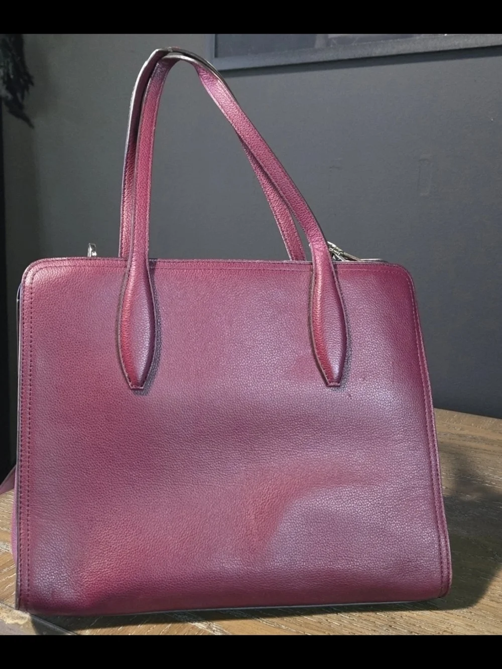 kate spade Plum Leather Satchel with Removable Strap